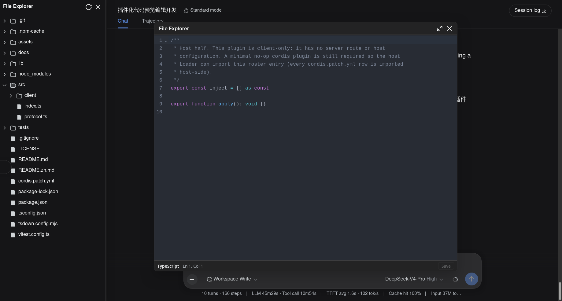 Code preview in dark theme