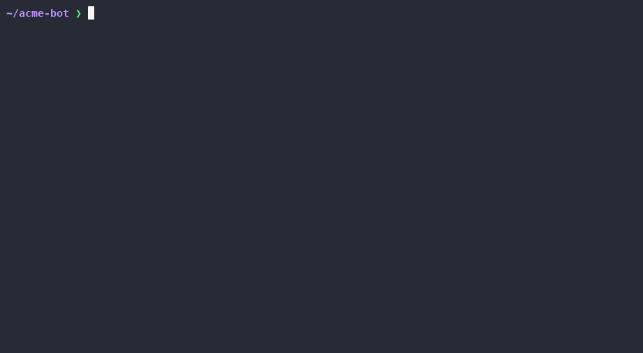 Run it with pnpm dev: the Stars CLI dashboard rebuilds and restarts the bot on every change