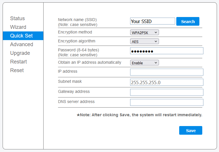 wifi configuration