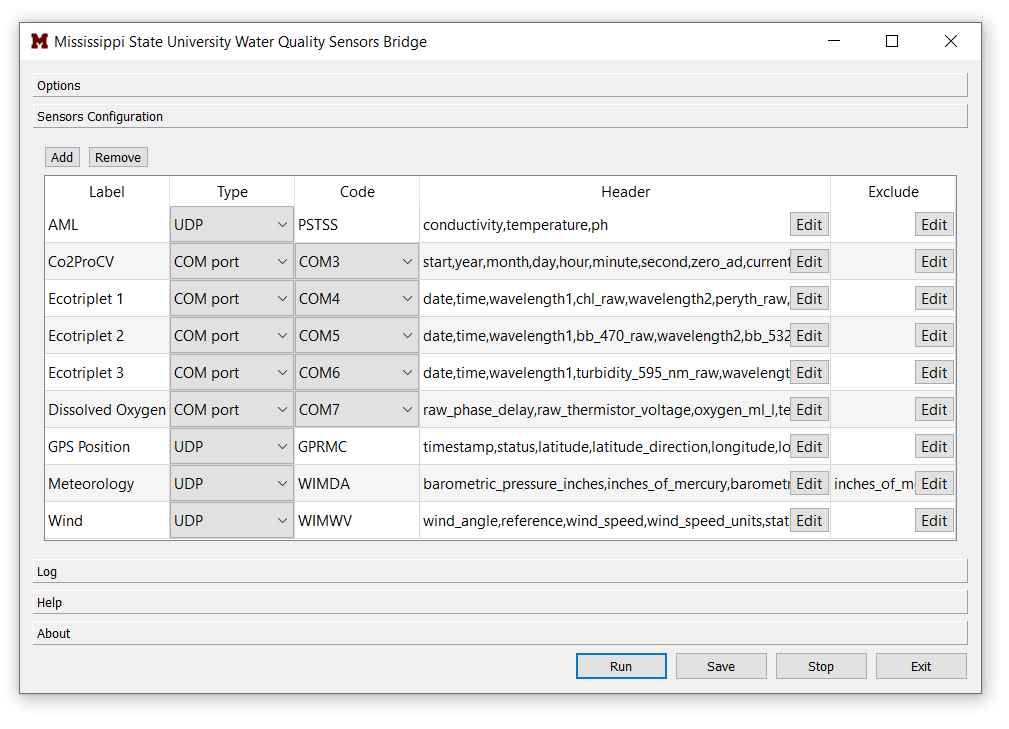 Sensors Configuration