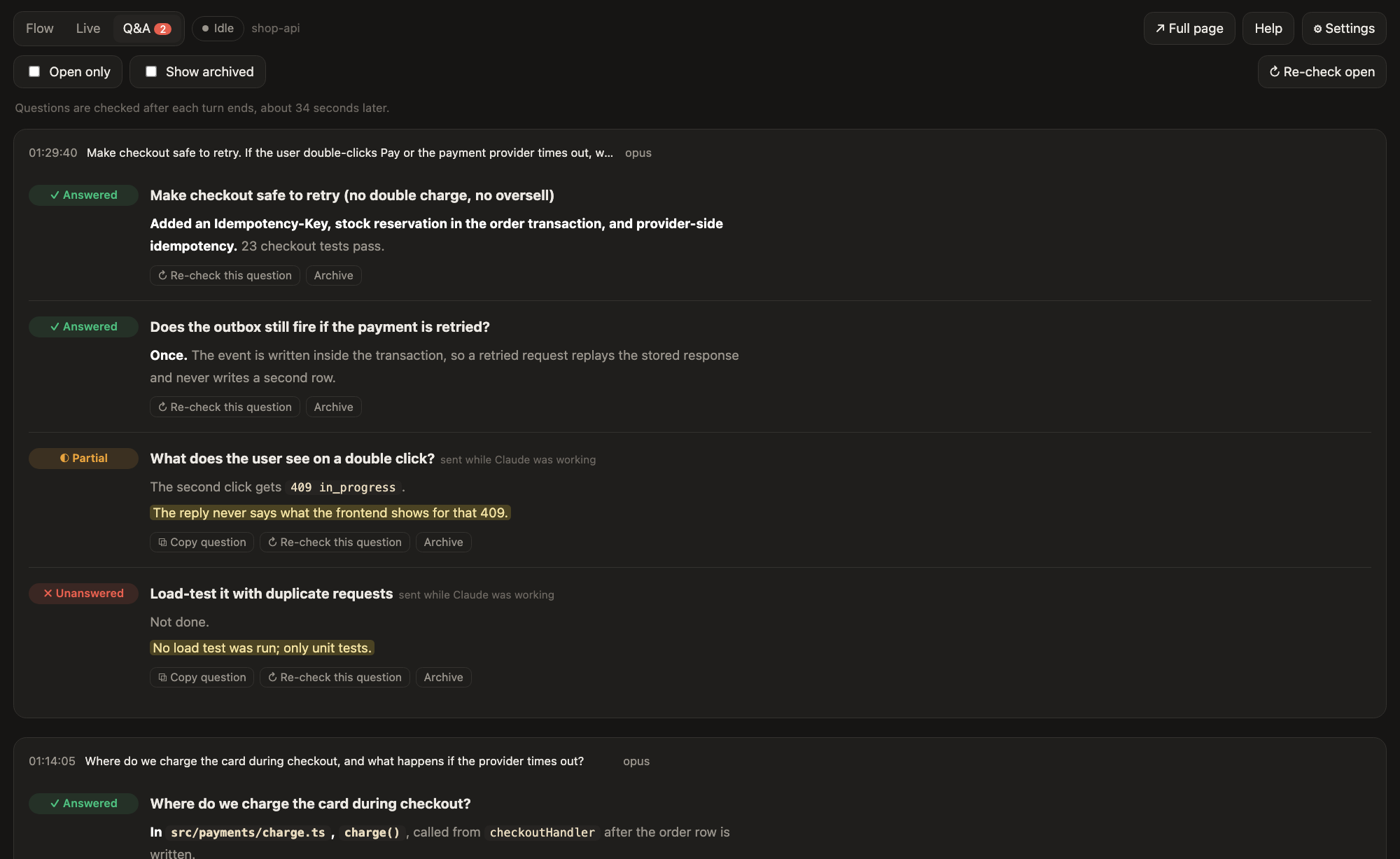 Q&A tab