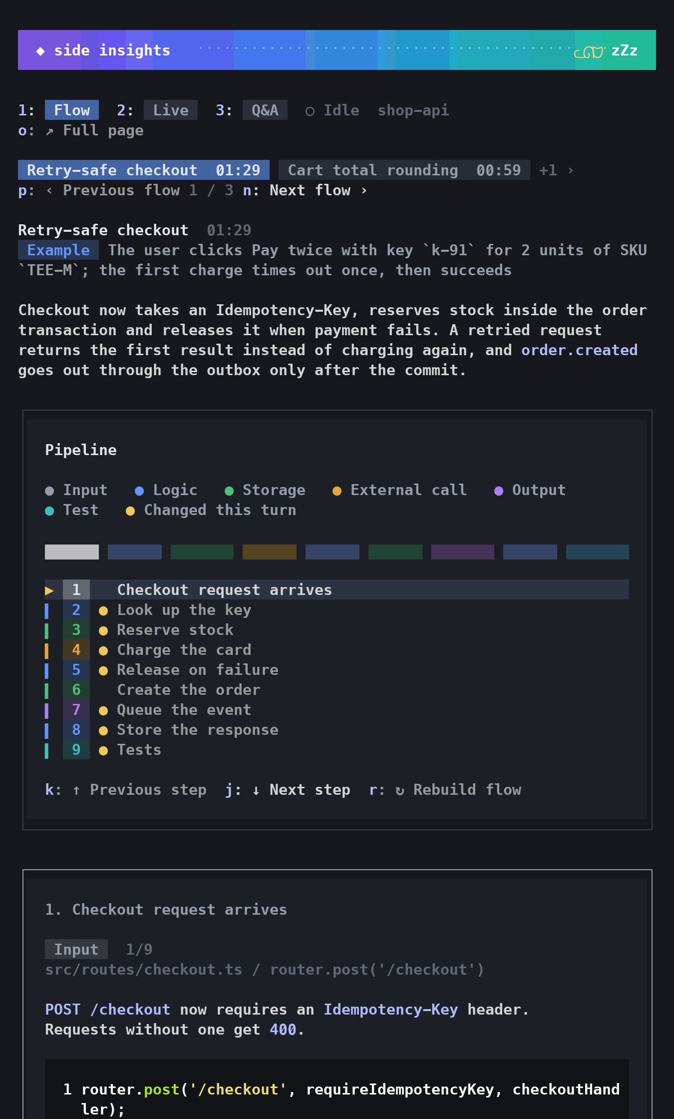 Flow tab in a narrow pane