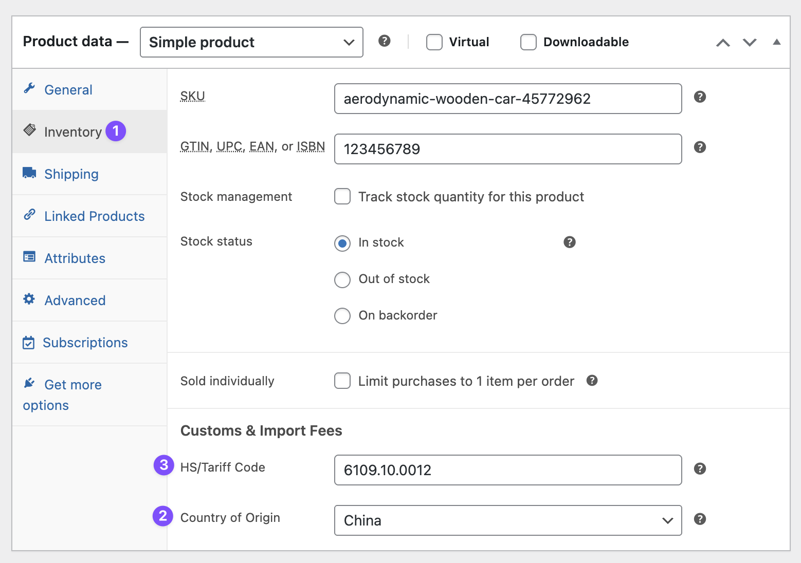 Product Settings