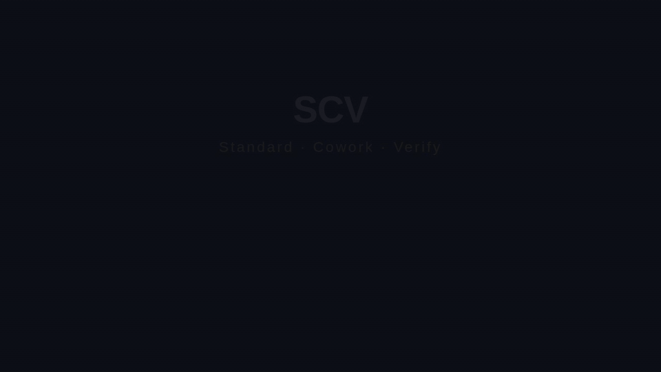 SCV 30-second walkthrough — /scv:help → /scv:promote → /scv:work → auto PR