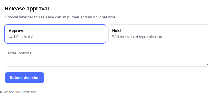 A page waiting for the user to submit