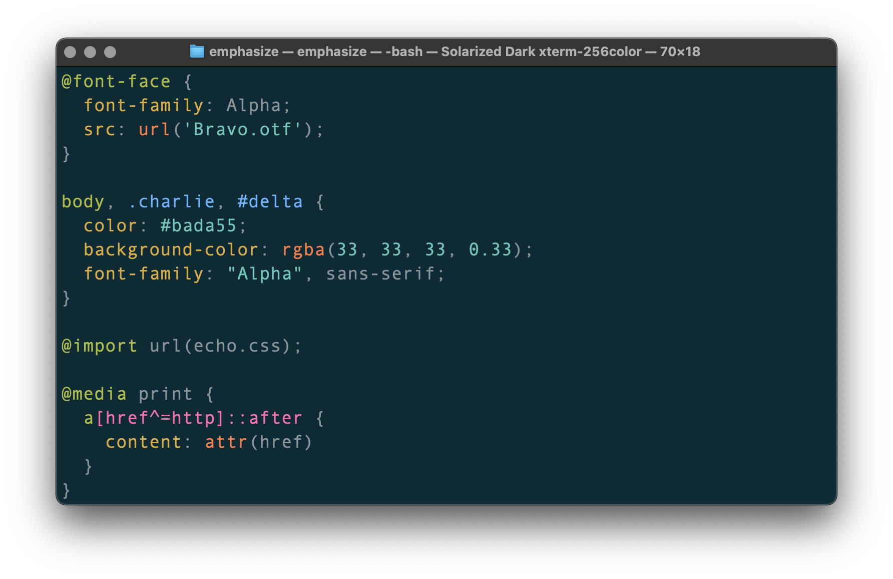 Screenshot showing the code in terminal