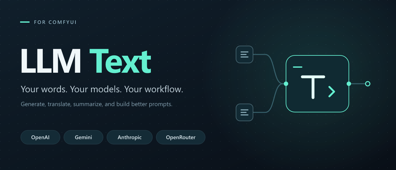 LLM Text for ComfyUI — OpenAI, Gemini, Anthropic, and OpenRouter