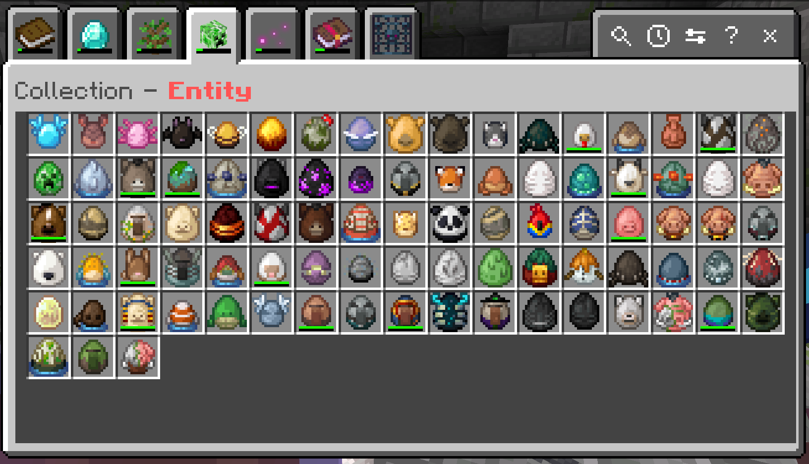 Entity tab of collection browser on Basic difficulty