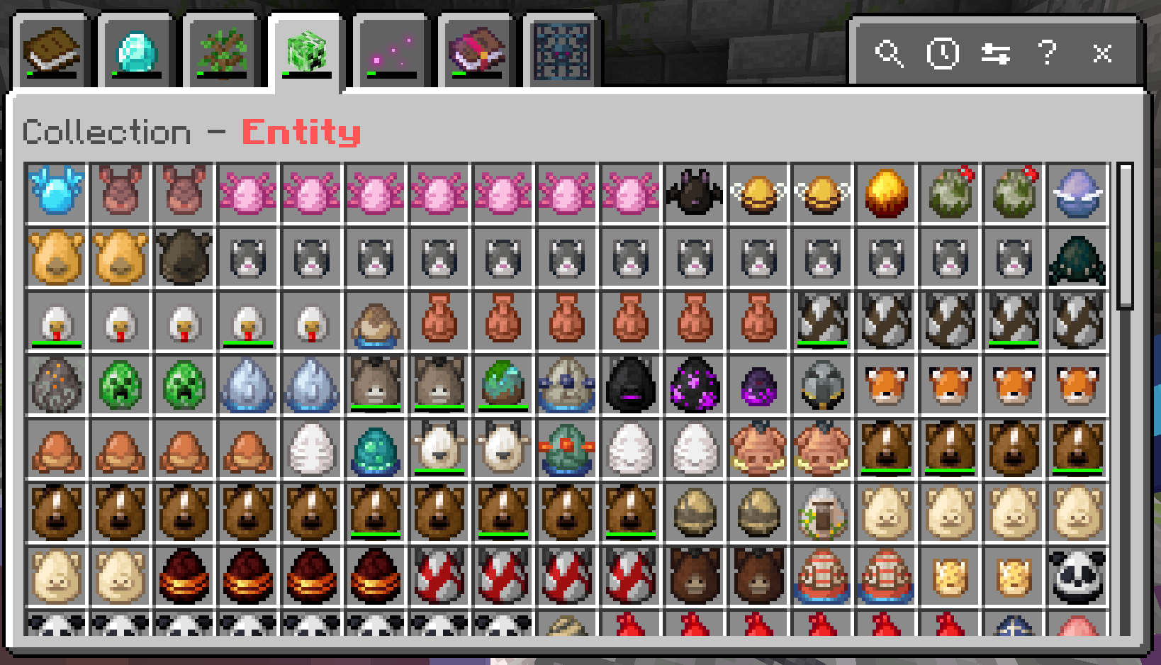 Entity tab of collection browser on Committed difficulty