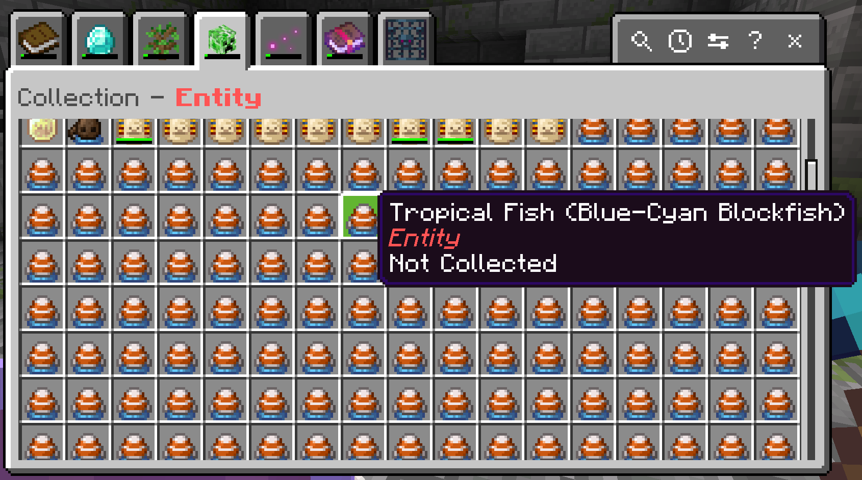 Entity tab of collection browser on Insane difficulty