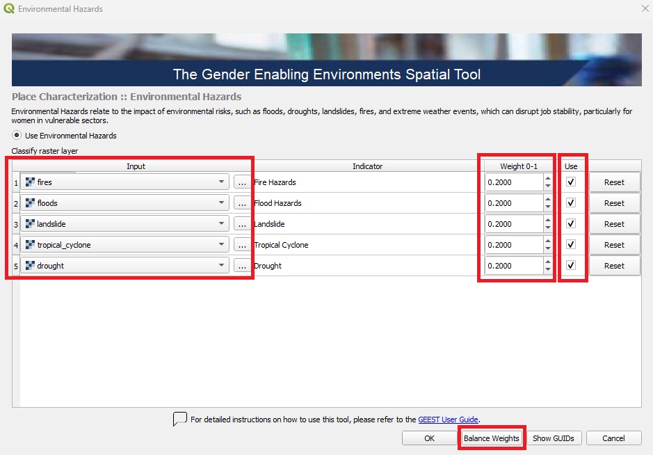 Environmental Hazards data input