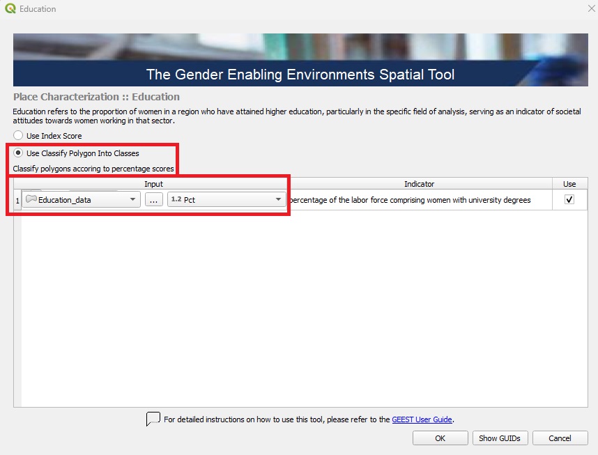 Education classified polygons data