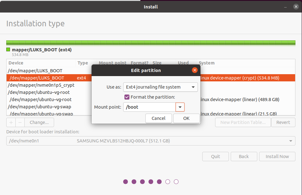 encrypted boot partition