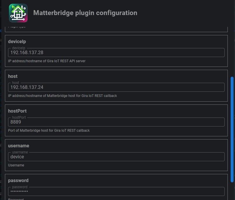 Gira Plugin configuration