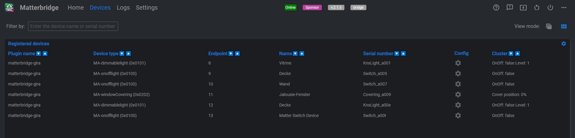 Check discovered devices page