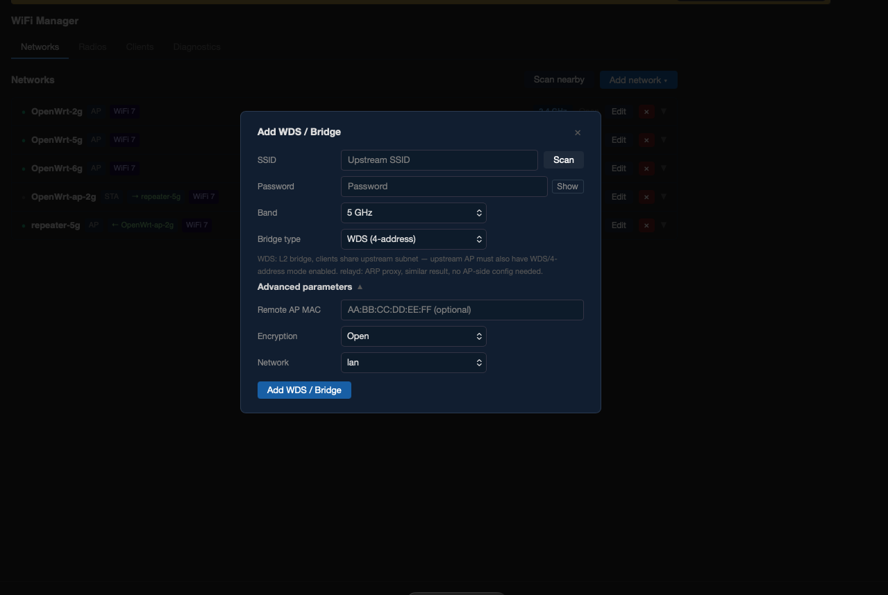 WDS / Bridge wizard