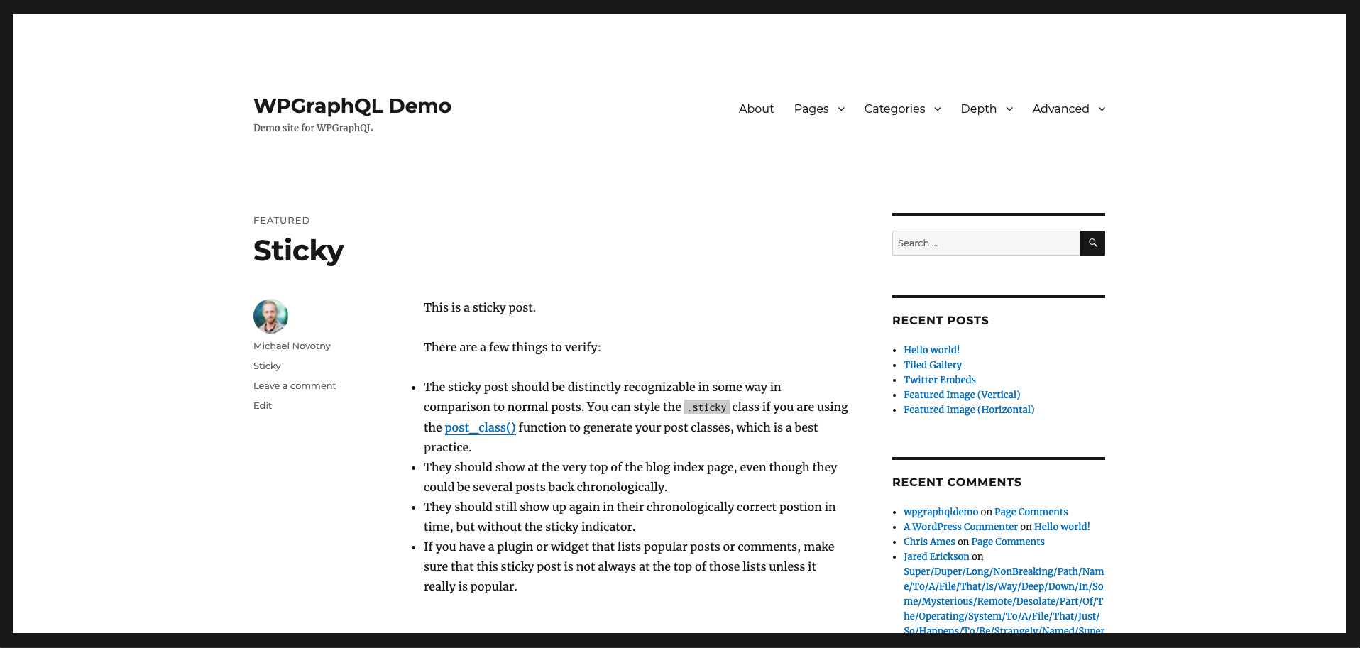 Screenshot of the WordPress source site