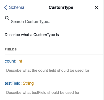 Screenshot of "CustomType" type in GraphiQL Docs explorer