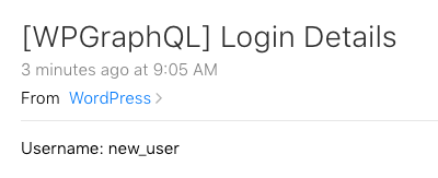 Screenshot of the new user email sent after a new user registered.