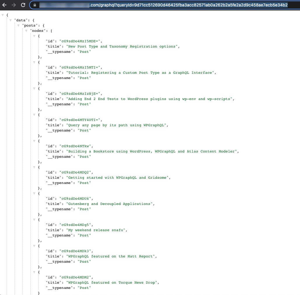 Screenshot showing a GraphQL Query by ID