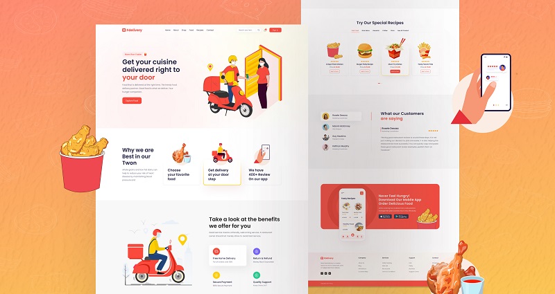 Responsive Food Delivery Website with HTML, CSS and JavaScript