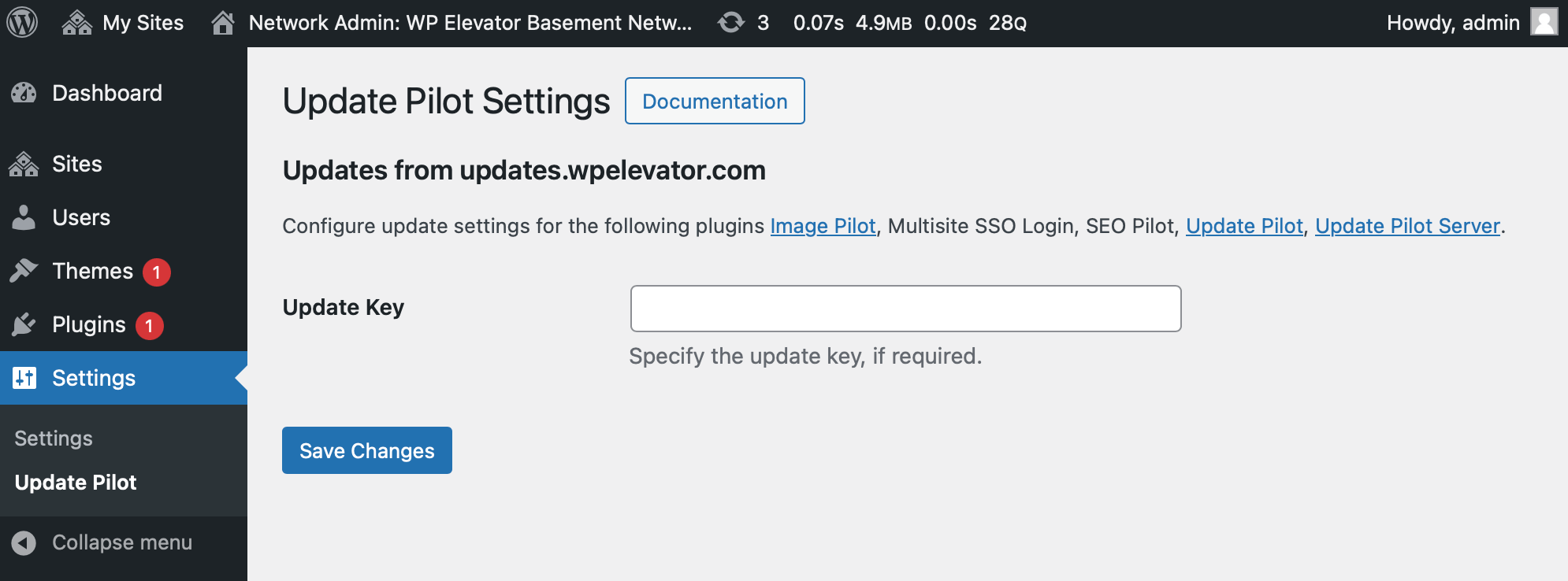 Update settings
