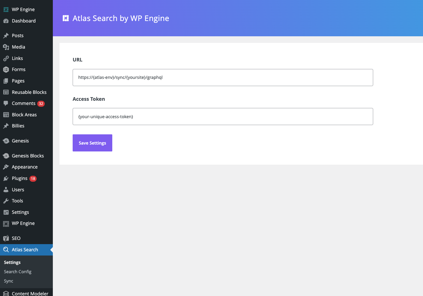 Atlas Search Plugin Settings