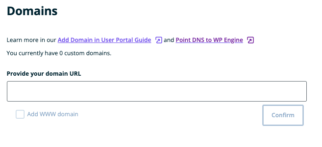 The text input that contains your custom domain