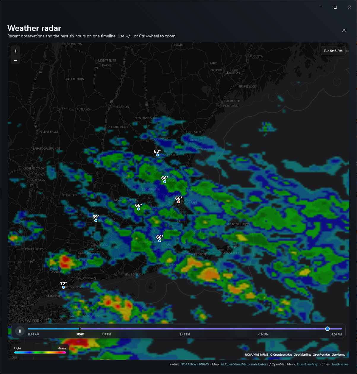 Expanded weather radar