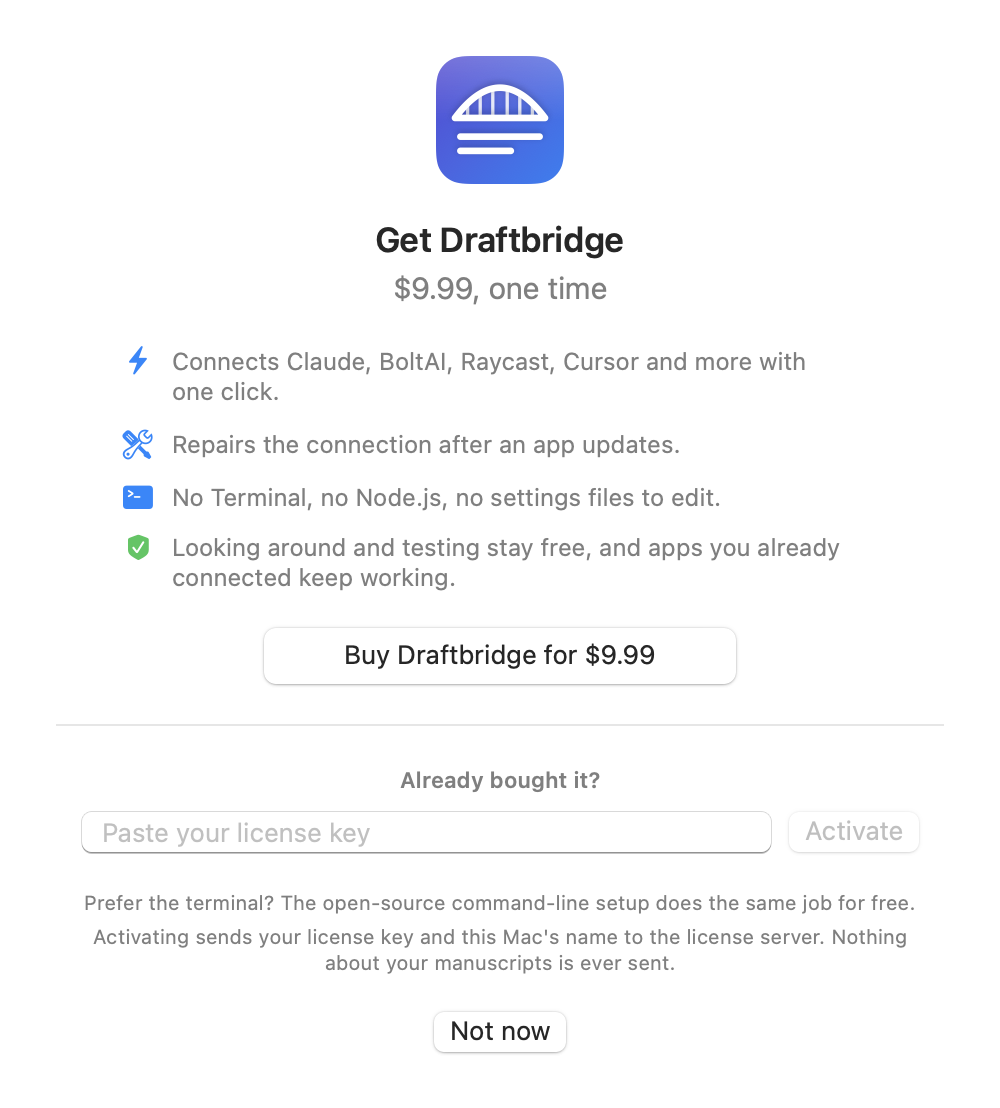 The Draftbridge purchase window