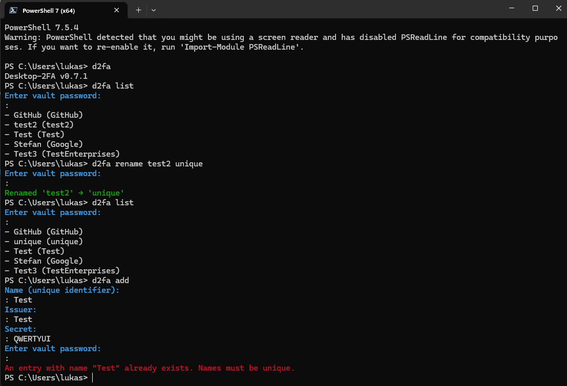 Rename and duplicate error