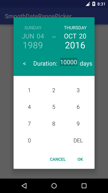 Duration Number Pad