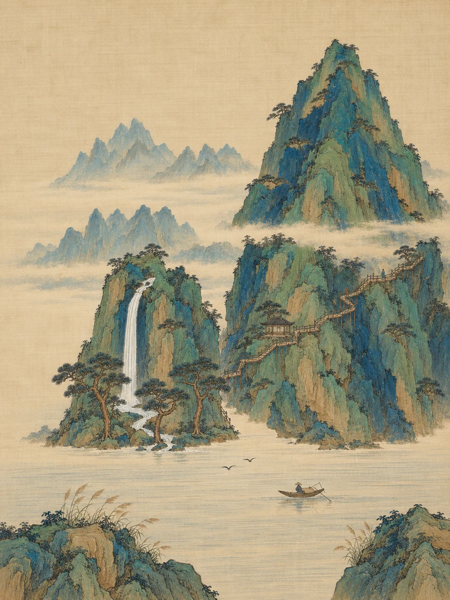 Sol 草图生成的青绿山水