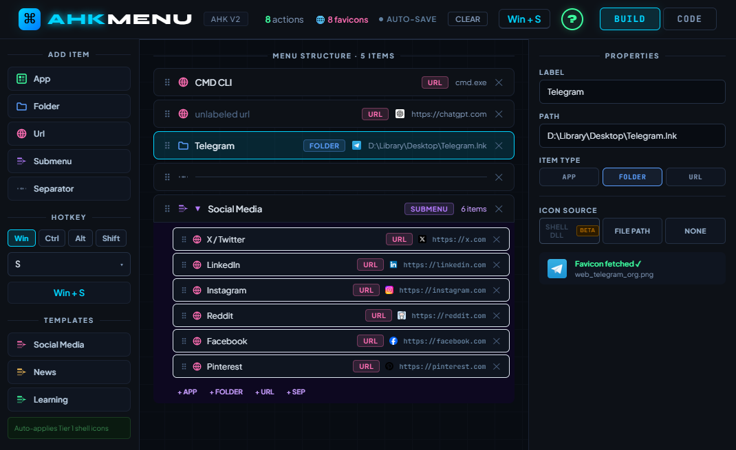 AHKMenu – Menu Builder