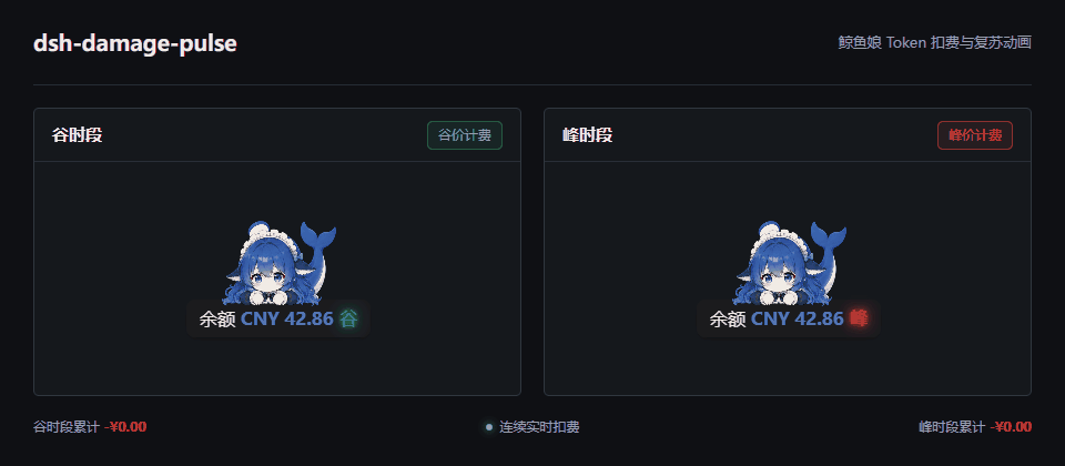 峰谷余额框与鲸鱼娘动画展示