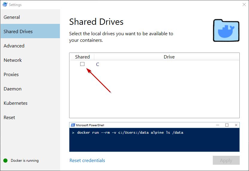 Docker Desktop Shared Drive