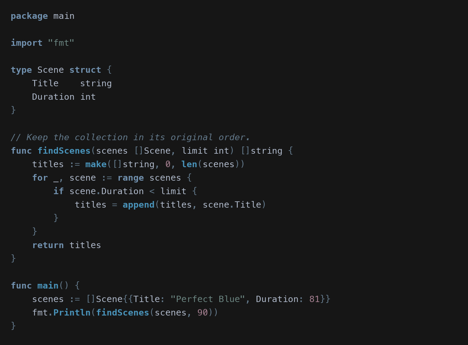 Go syntax with Perfect Blue