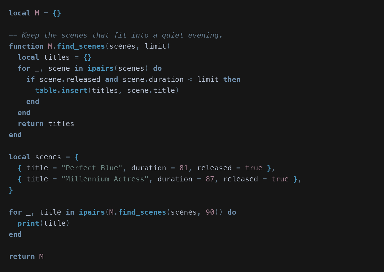 Lua syntax with Perfect Blue