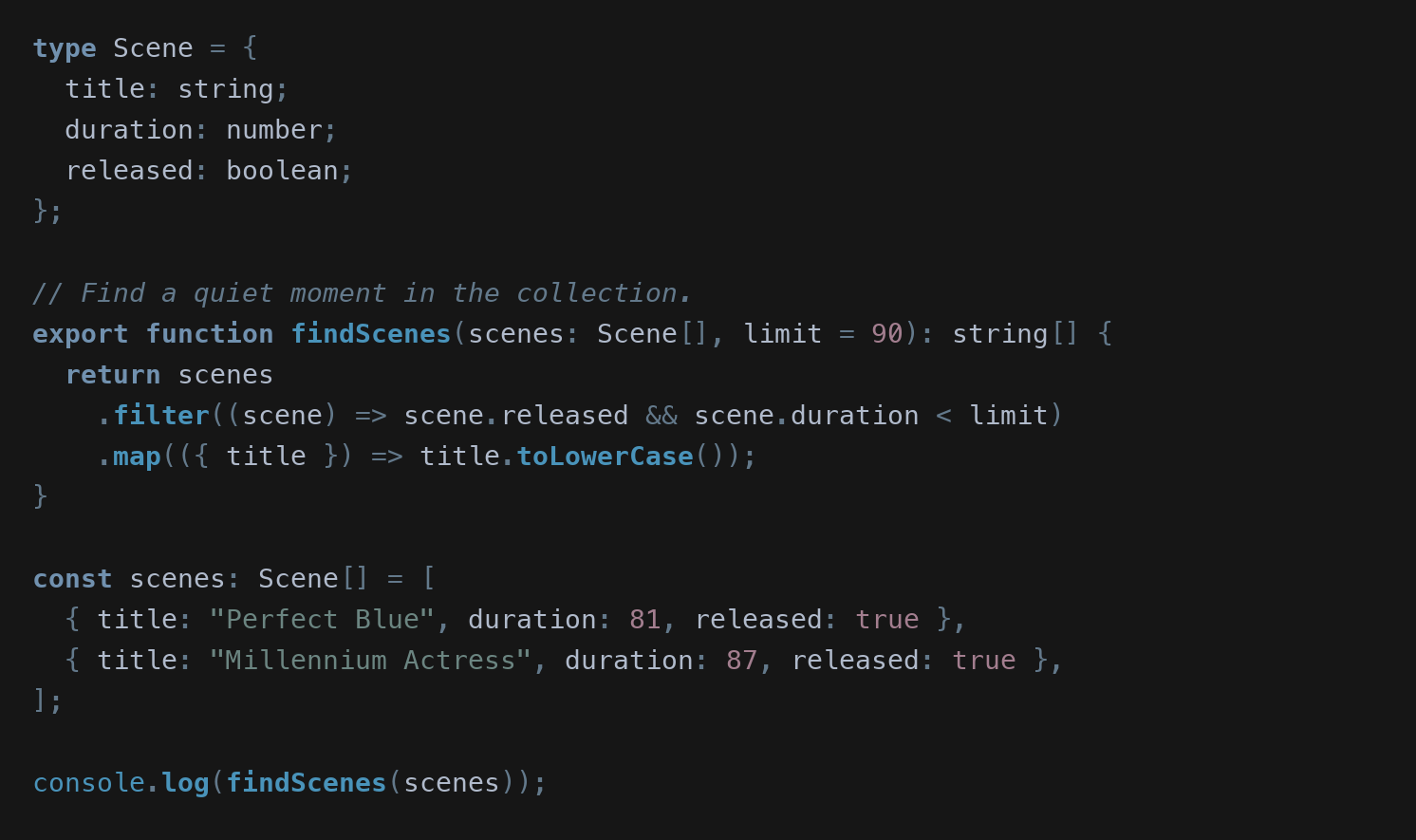 TypeScript syntax with Perfect Blue