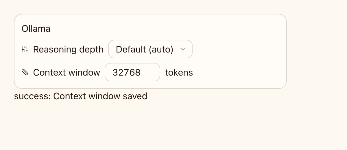 Context window field saved at 32768