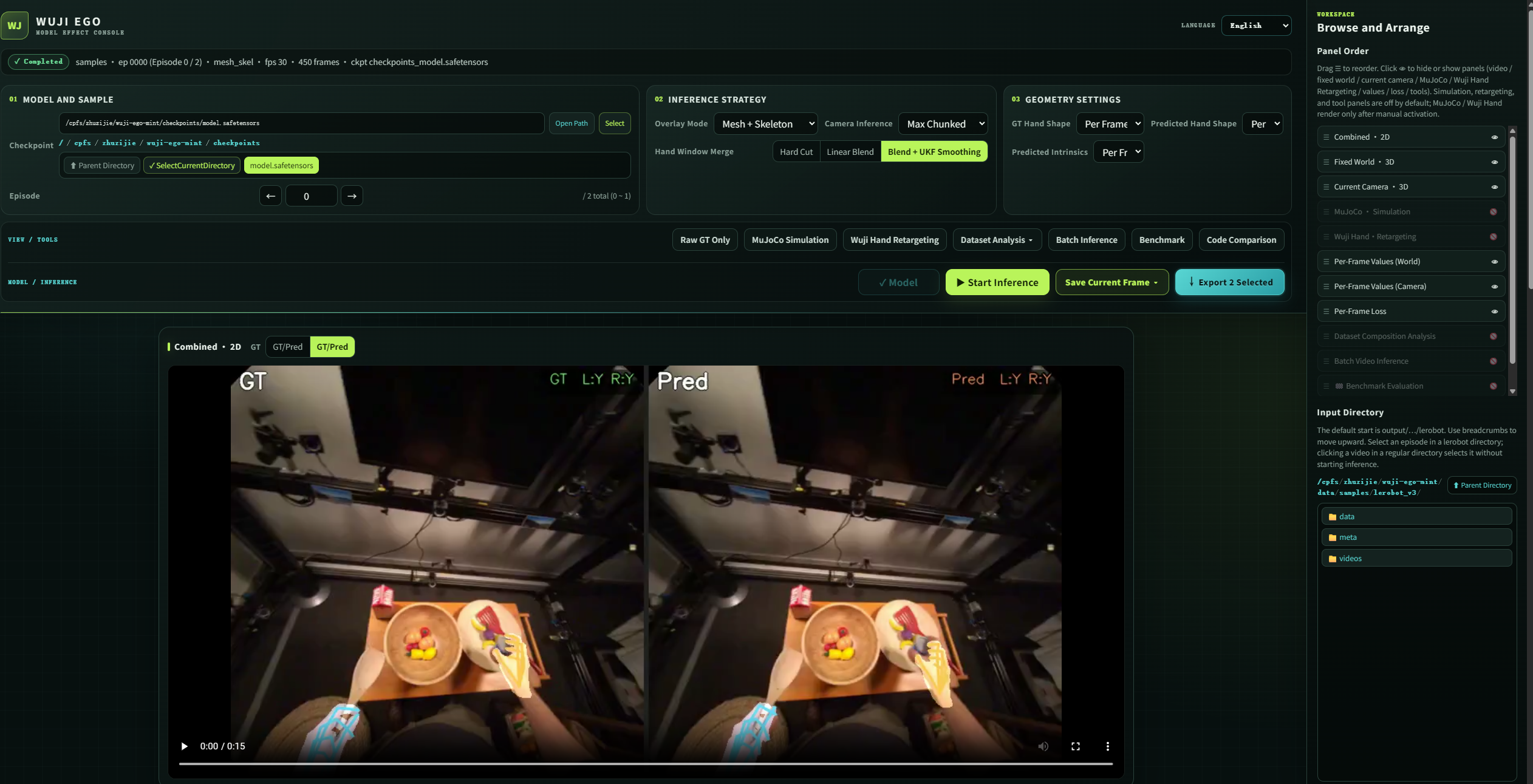 MINT Web Viewer after loading the model and running inference