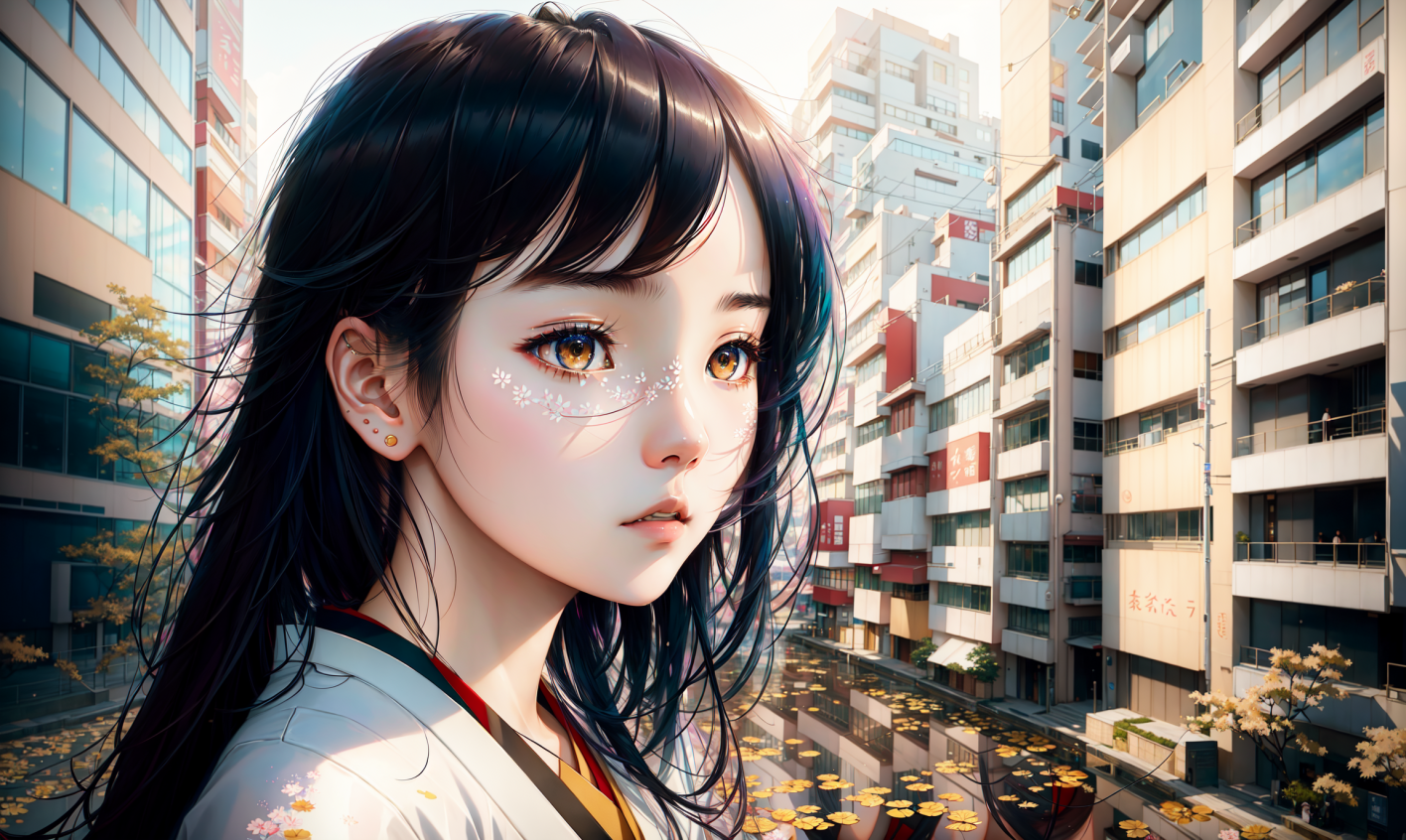 a japanese girl in modern city