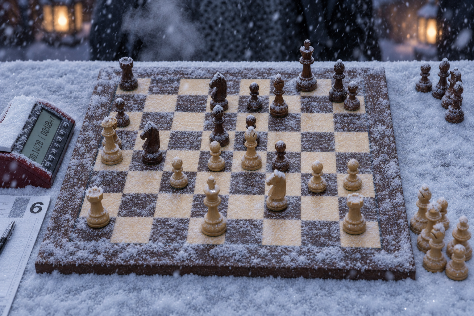 Sunburst winter edit of the original chess-board image