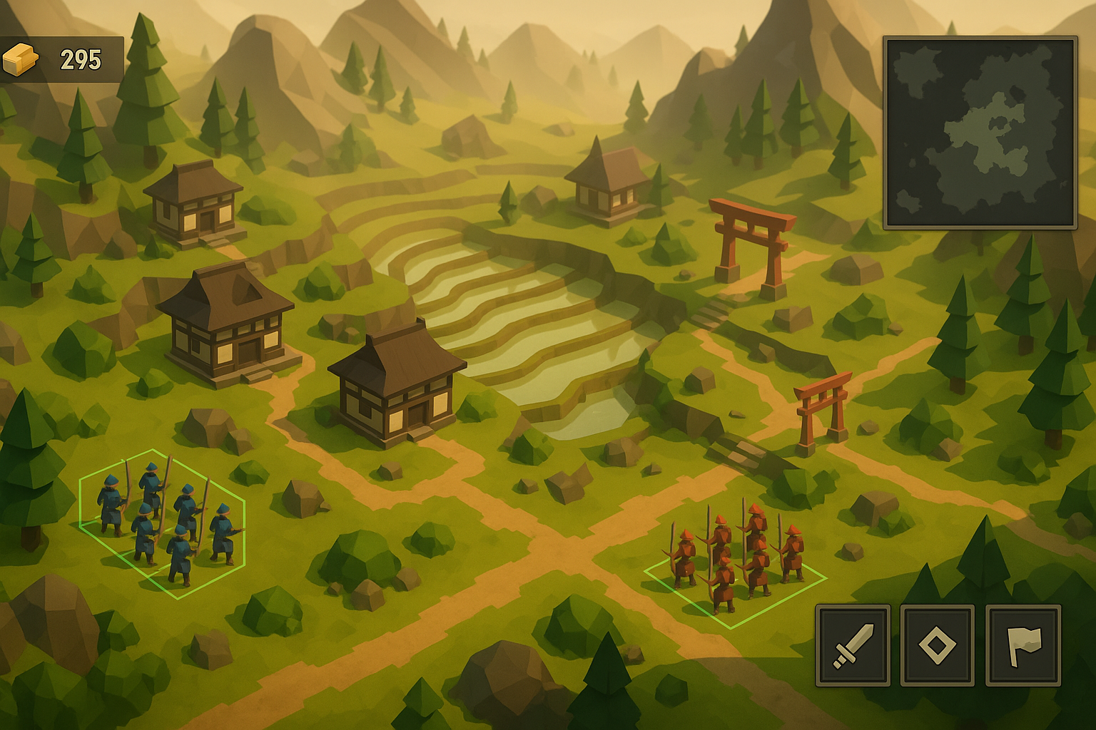 lowpoly samurai strategy