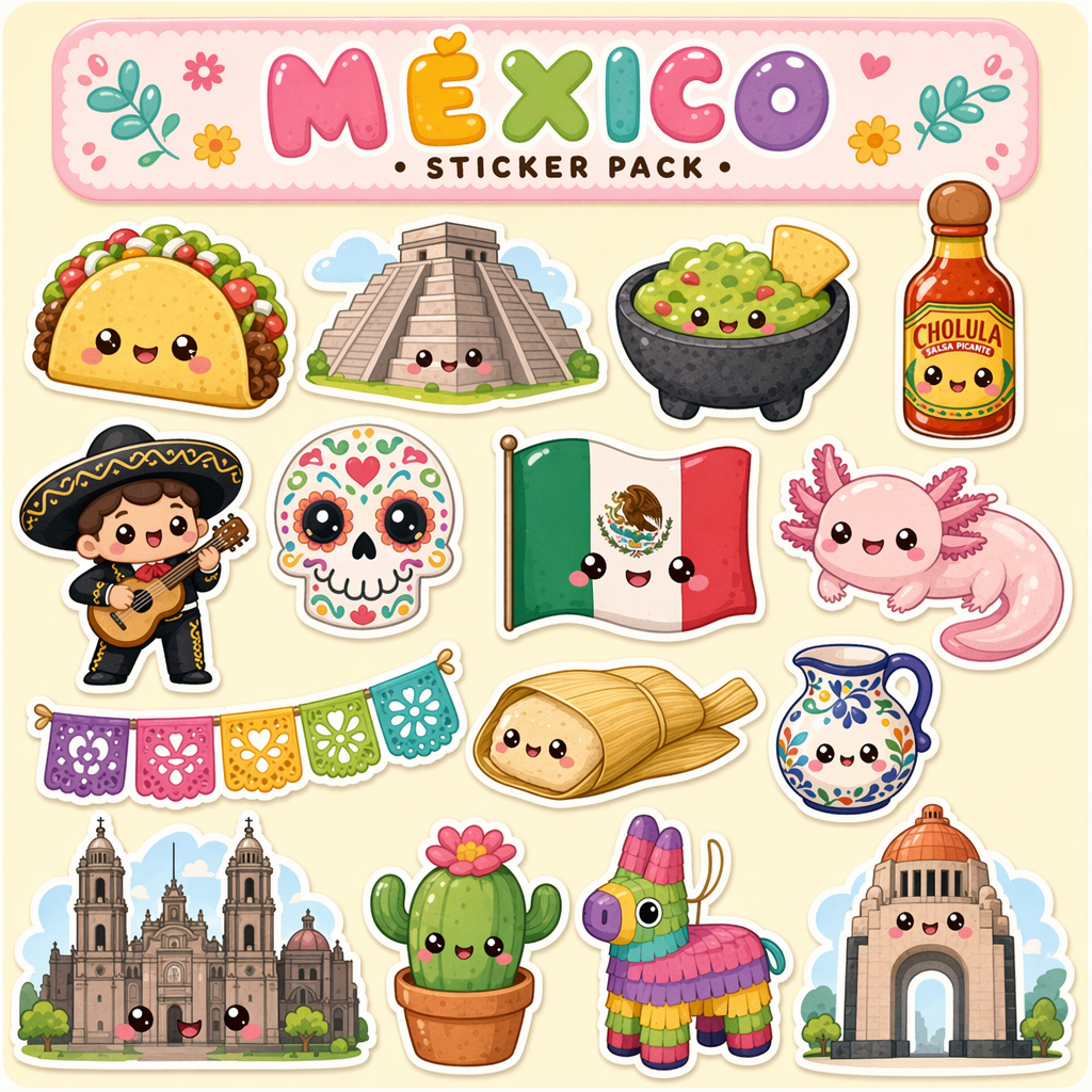 kawaii sticker pack mexico