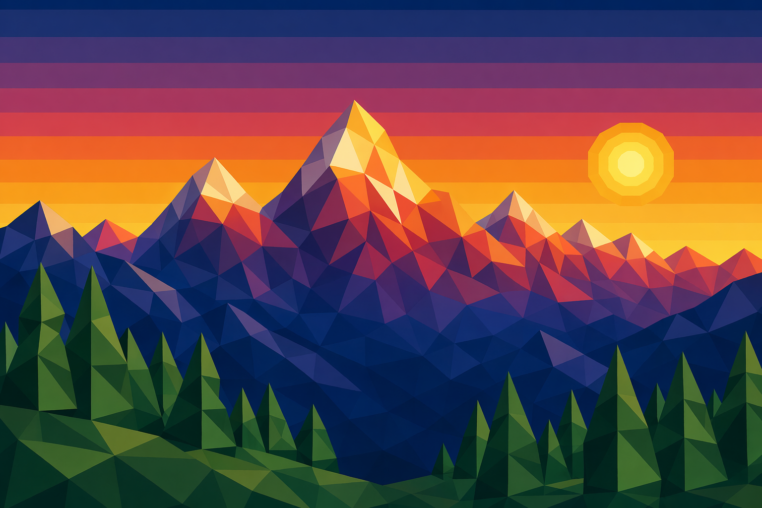 low poly mountain voyage