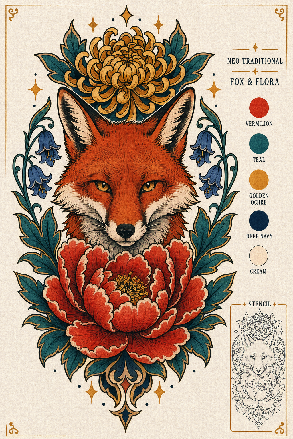 docs/tattoo-design/color-neo-traditional-fox-flora.png
