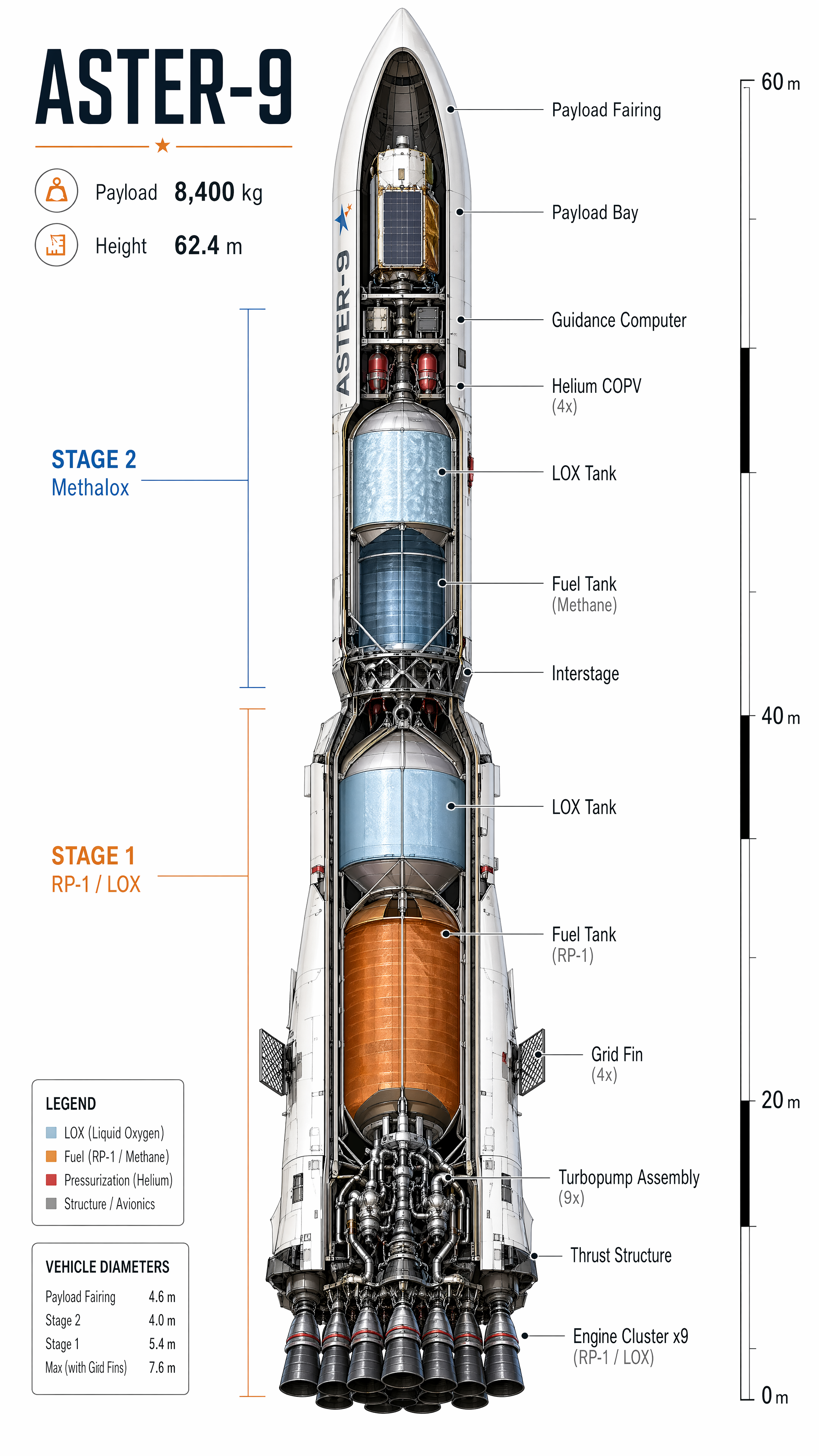 rocket cutaway launch vehicle