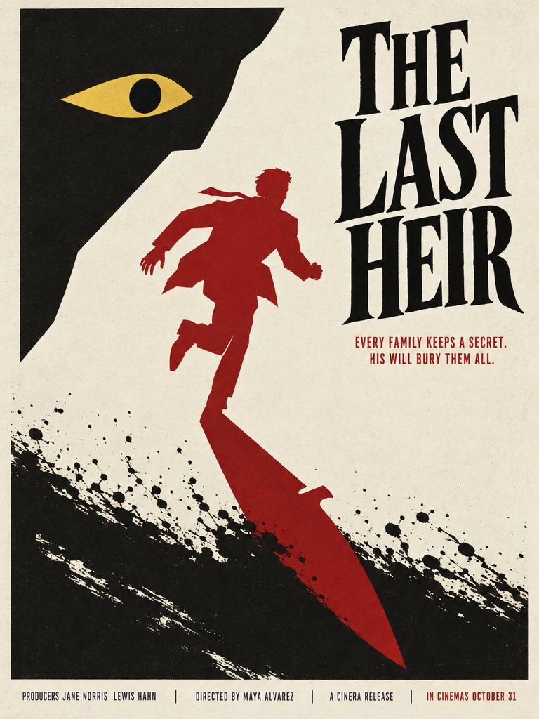 Sunburst thriller poster with the title THE LAST HEIR