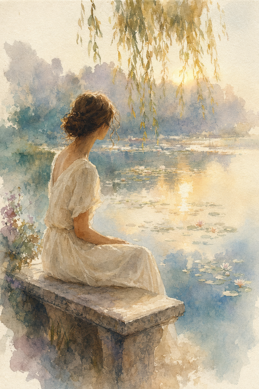 watercolor lily pond